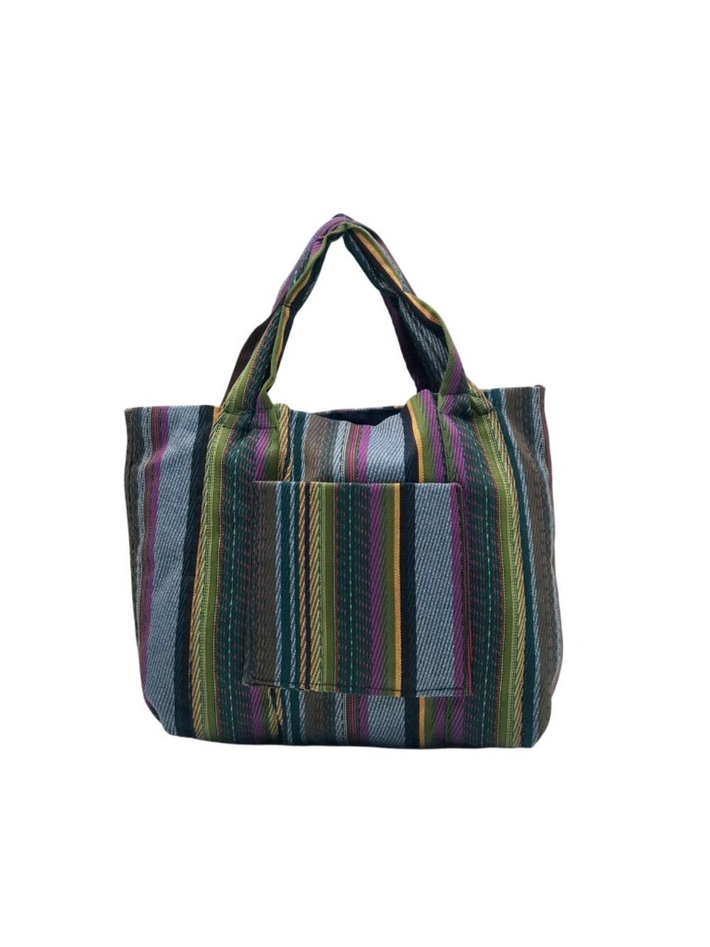 Multi-Colored Striped Fabric Tote Bag